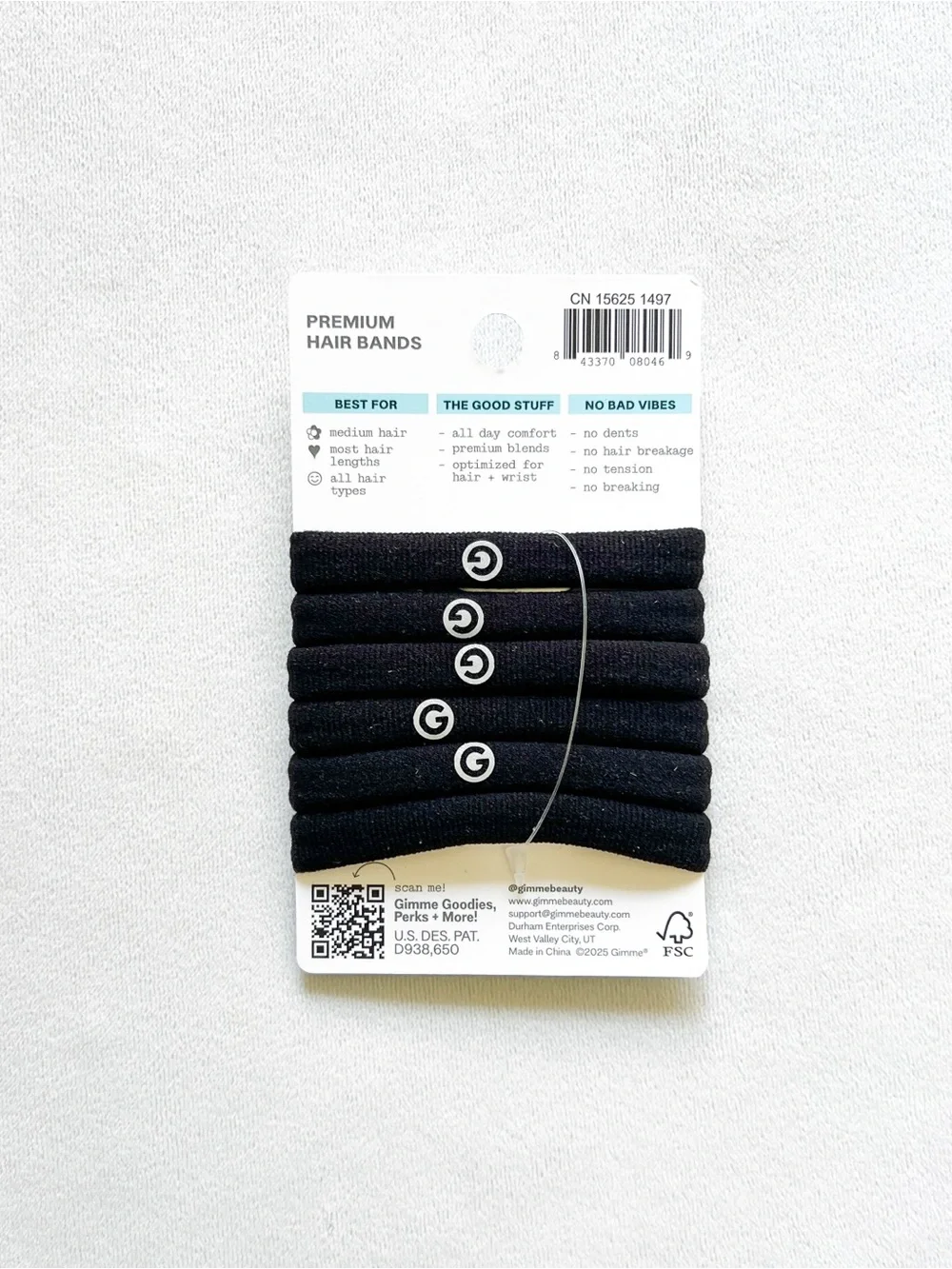 Gimme Black Medium Hair Ties – 6 Pack